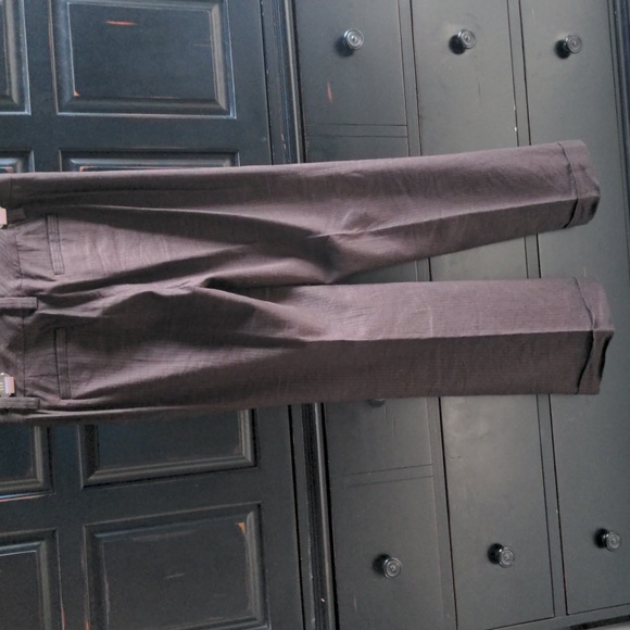 Banana Republic Brown Pinstriped Wide-leg Cuffed Linen Pants, 4 - Picture 2 of 6